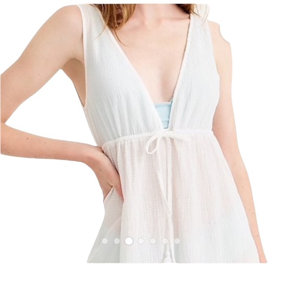 J. Crew Deep V-neck white midi dress in crinkle cotton/swimwear, size small - Picture 4 of 8